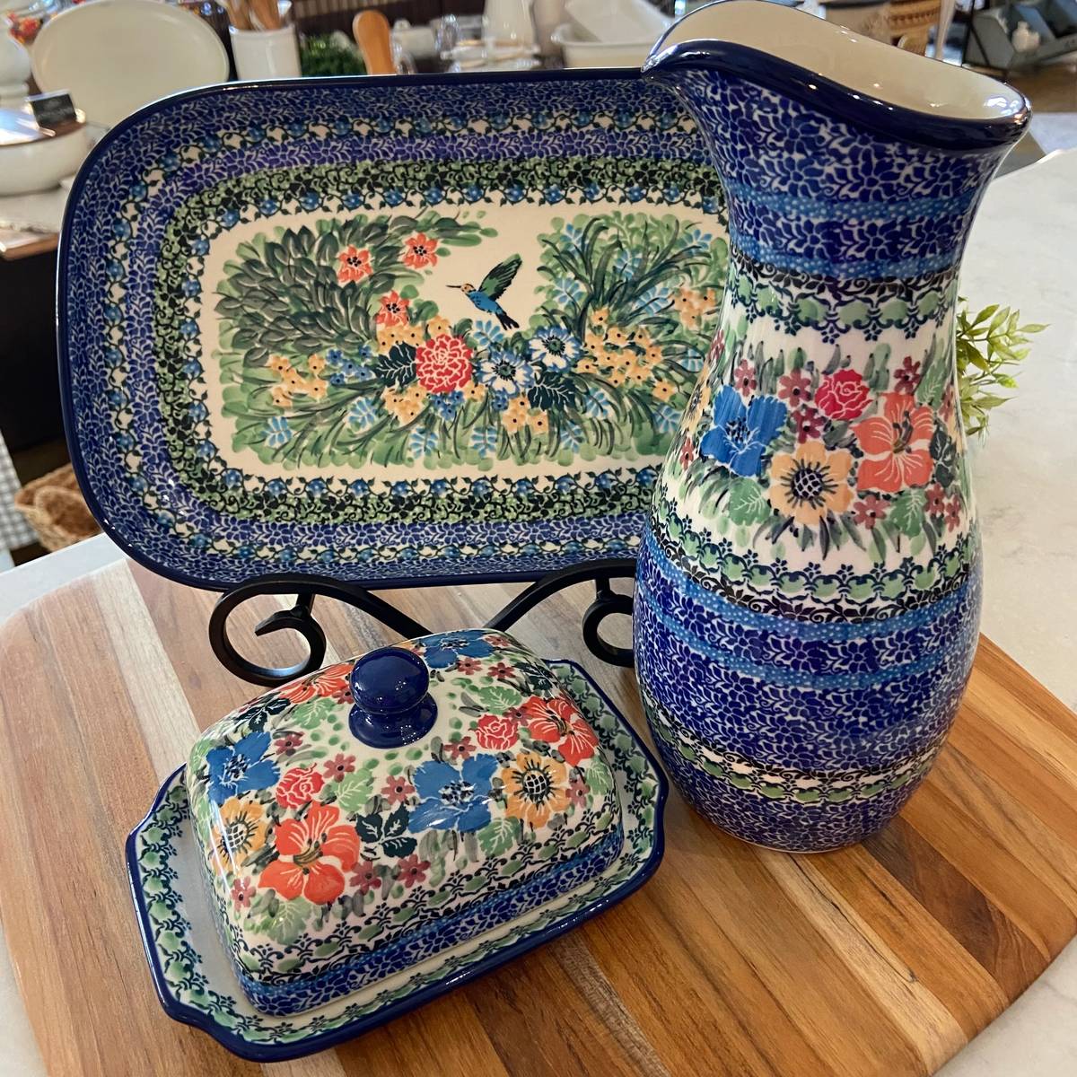Hand-painted Polish pottery from Willow and Pine Market