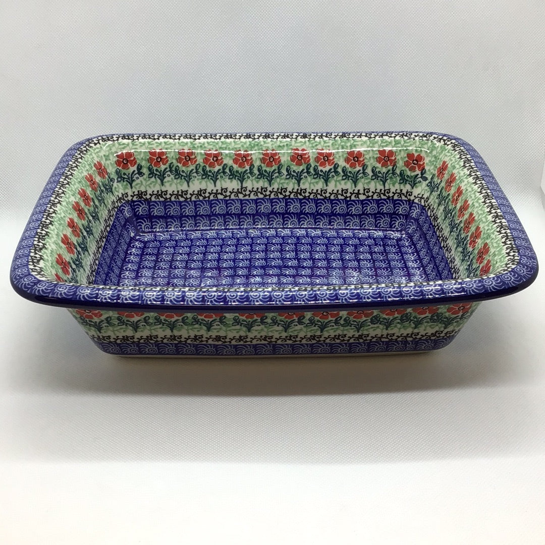 Hand-painted Red Daisies Polish pottery baker from Willow and Pine Market